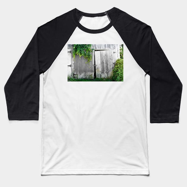 Weathered Barn Doors 2 Baseball T-Shirt by Robert Alsop